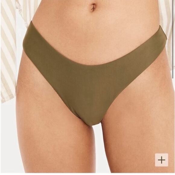 J. Crew Mid-Rise High Cut Leg Cheeky Bikini Swim Bottom Green Saffron BC125 NWT - Picture 2 of 12